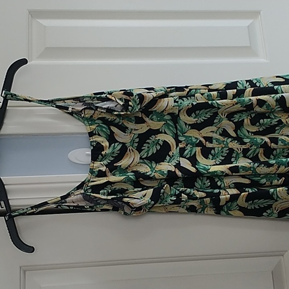 ACEVOG Summer Dress Bananas & Leaves Adjustable Spaghetti Straps V Neck XL - Picture 8 of 10